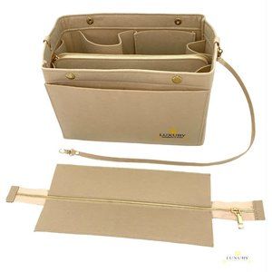 Purse Organizer Insert with zipper compatible for Louis Vuitton GM bags BEIGE